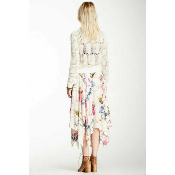 Free People Women Boho Style Asymmetric Handkerchief Hem Fly Away Midi Skirt XS - Picture 3 of 7
